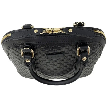 NEW Gucci Black Mini Convertible Micro GG Guccissima Dome Leather Satchel Shoulder Bag