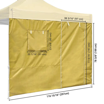 10x10ft EZ Canopy Gazebo Silver Coated Side Wall With Windows & Door/Mineral Yellow
