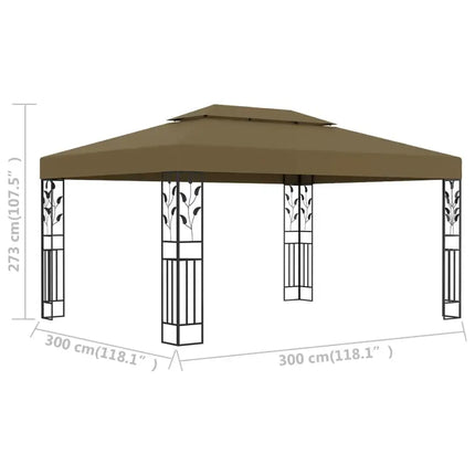 Gazebo with Double Roof 118.1"x157.5" Taupe 180 g/m?