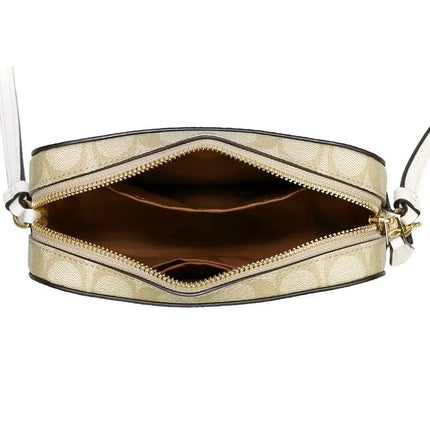NEW Coach Brown White Mini Camera Bag Monogram Signature Canvas Crossbody Bag