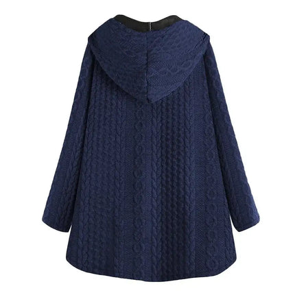 Hooded Breasted Irregular Sweater Jacket