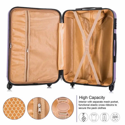 4 Piece Set Luggage Sets Suitcase ABS Hardshell Lightweight Spinner Wheels Purple