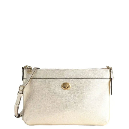 NEW Coach Gold Polly Metallic Leather Crossbody Bag