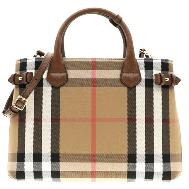 NEW Burberry Brown Banner House Check Coated Canvas Crossbody Bag