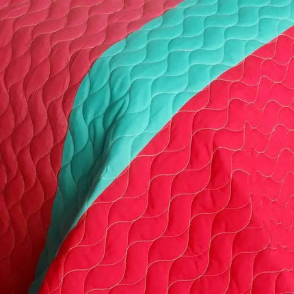 [My Lost Love] 3PC Vermicelli-Quilted Patchwork Quilt Set (Full/Queen Size)