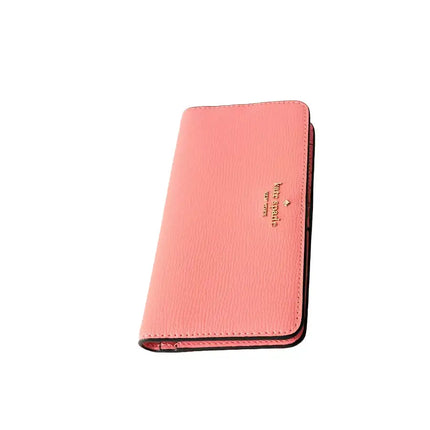 NEW Kate Spade Pink Peach Nectar Refined Grain Leather Large Slim Wallet Clutch Bag
