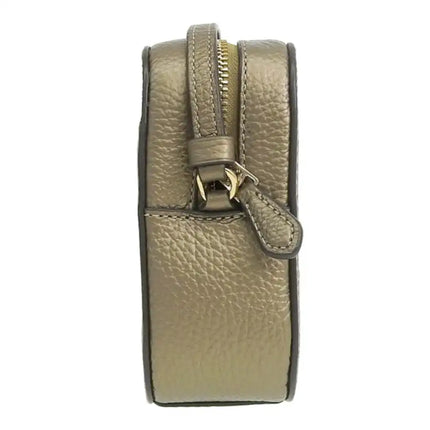 NEW Coach Beige Metallic Leather Mini Camera Crossbody Bag