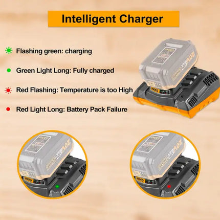 INGCO 20V Fast Intelligent Charger;  Compatible with All INGCO 20V Power Tools FCLI2003A