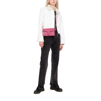 NEW Coach Pink Tabby Chain Clutch Leather Clutch Crossbody Bag