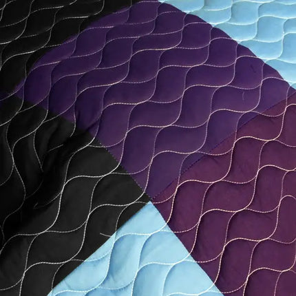 [Voilet Diamonds] 3PC Vermicelli-Quilted Patchwork Quilt Set (Full/Queen Size)