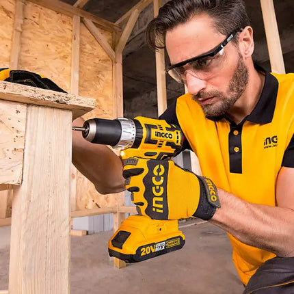 INGCO 20V Cordless Impact Drill Set;  Power Tool combo kits Brushless Drill Driver Set 531 In-lbs 1/2" Keyless Chuck 2-Variable Speed with Batteries and Charger CIDLI20608A