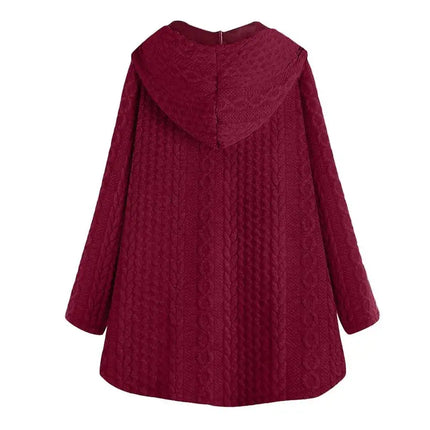 Hooded Breasted Irregular Sweater Jacket