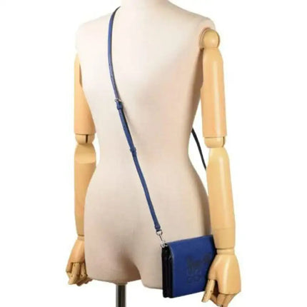 NEW Coach Navy Blue Anna Foldover Leather Clutch Crossbody Bag