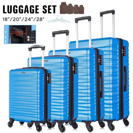 El equipaje rígido expandible fija el peso ligero del ABS de la maleta con las ruedas del hilandero azul