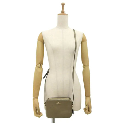 NEW Coach Beige Metallic Leather Mini Camera Crossbody Bag