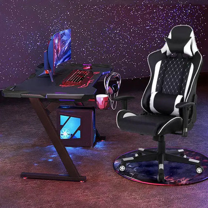 Massage Gaming Chair with Lumbar Support and Headrest