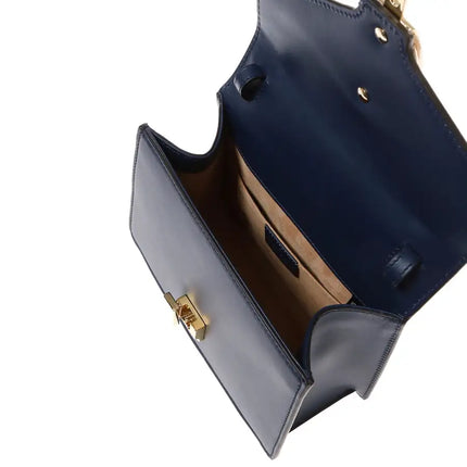 NEW Gucci Blue Sylvie Top Handle Leather Crossbody Shoulder Bag