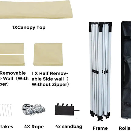 10' x 10' Pop Up Sidewall Canopy Tent - 5 pieces of sidewall with Rolling Storage Bag