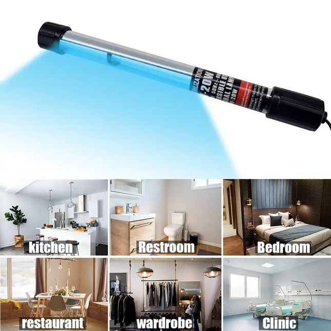 110V Portable 20W Ultraviolet UV Disinfection Lamp Power Cord Length 2M US Regulations Black