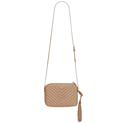 NEW Saint Laurent Beige Quilted Leather Lou Crossbody Camera Shoulder Bag