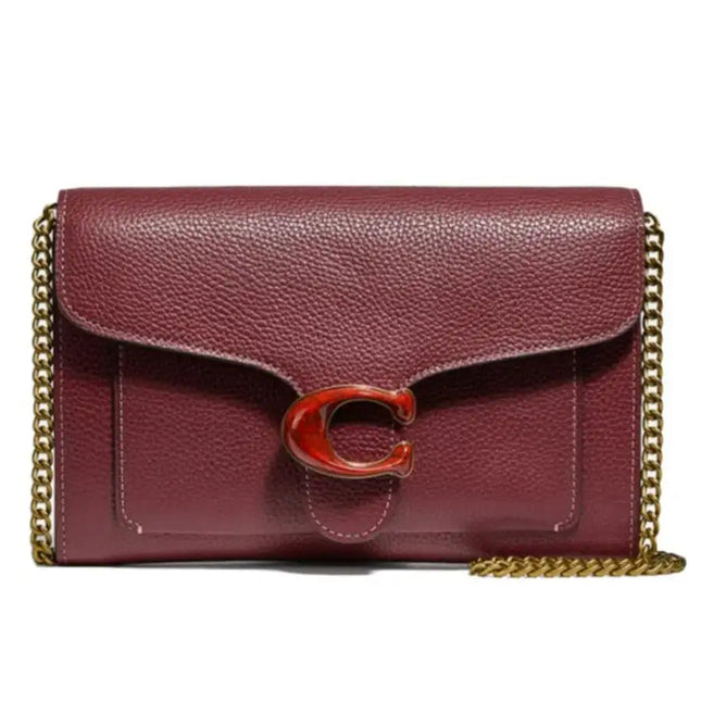 NEW Coach Red Tabby Chain Leather Clutch Crossbody Bag