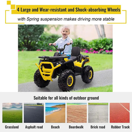 12V Kids Electric 4-Wheeler ATV Quad Ride On Car with LED Light, Music, Horn, USB/TF/MP3