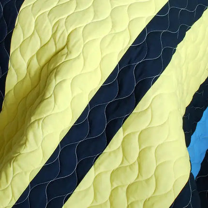 [Happy Paradise] 3PC Vermicelli-Quilted Patchwork Quilt Set (Full/Queen Size)