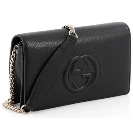 NEW Gucci Black Soho Disco Leather Wallet on Chain Crossbody Shoulder Bag