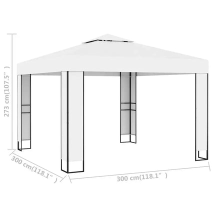 Gazebo with Double Roof 118.1"x118.1" White
