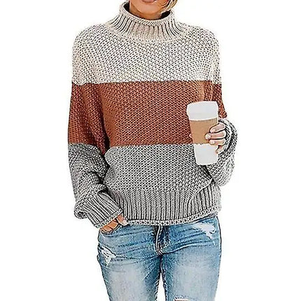 Women's Turtleneck Chunky Knit Oversized Sweater Pullover