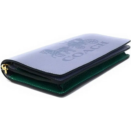 NEW Coach Blue Anna Foldover Leather Clutch Crossbody Bag