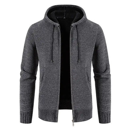 Men's Hooded Full Zip Knitted Cardigan Sweater