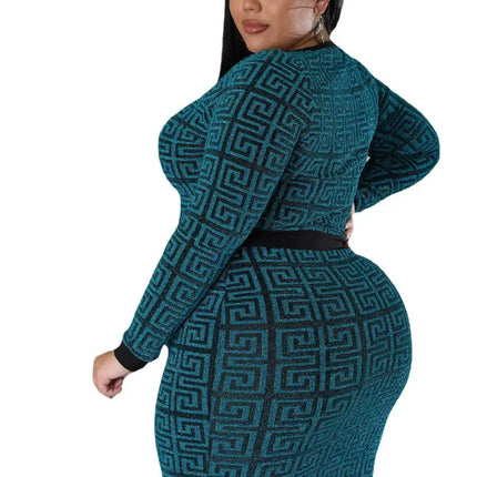 Woman Plus Size Women's Stretch Geometric Tunic Dress