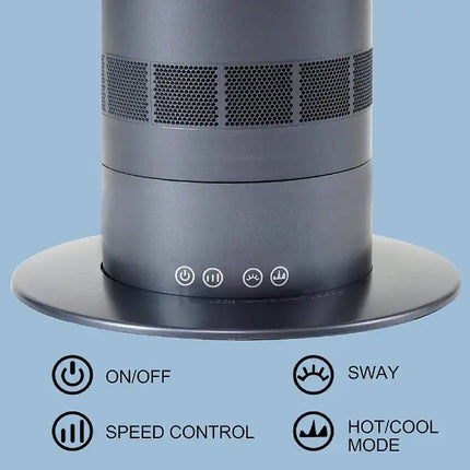 32 in. Space Heater Bladeless Tower Fan, Heater & Fan Combo, 9H Timer 10 Speeds with Remote Control for Home-Purple