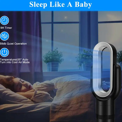 26 inch Space Heater Bladeless Tower Fan, Heater & Cooling Combo, with Remote Control, for Home Air Conditioner-black