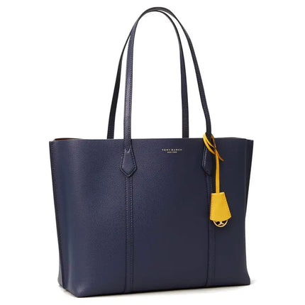 Tory Burch Ladies Perry Triple-Compartment Royal Navy Leather Tote Bag