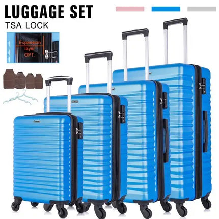 El equipaje rígido expandible fija el peso ligero del ABS de la maleta con las ruedas del hilandero azul