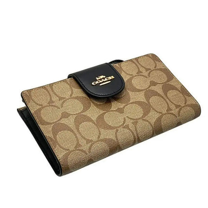NEW Coach Brown Tech Phone Wallet Monogram Signature Canvas Wallet Clutch Bag
