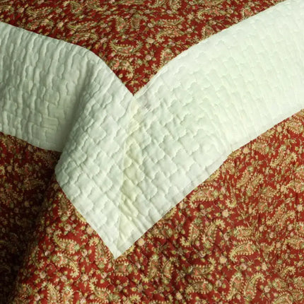 [Maple Leaf] Cotton 3PC Vermicelli-Quilted Patchwork Quilt Set (Full/Queen Size)