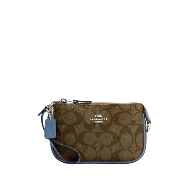 NEW Coach Brown Nolita 15 Monogram Signature Canvas Pouch Clutch Purse Bag