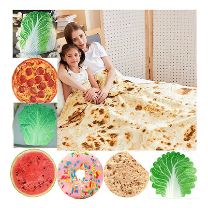 Funny Pancake Polyester Indian Flying Cake Fried Egg Blanket Cabbage Blanket Quilt Watermelon Pancake Summer Quilt Sofa