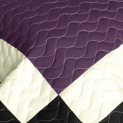[Alocasia] 3PC Vermicelli - Quilted Patchwork Quilt Set (Full/Queen Size)