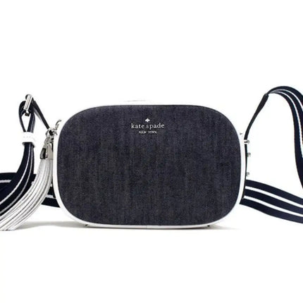 NEW Kate Spade Navy Denim multi Kourtney Denim Camera Crossbody Bag