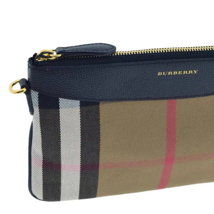 NEW Burberry Brown/Black Derby Peyton House Check Coated Canvas Clutch Crossbody Bag