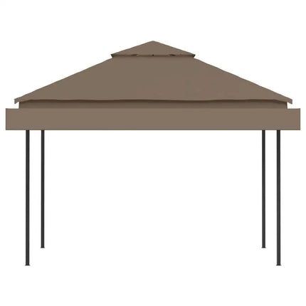 Gazebo with Double Extending Roofs 118.1"x118.1"x108.3" Taupe 180g/m2
