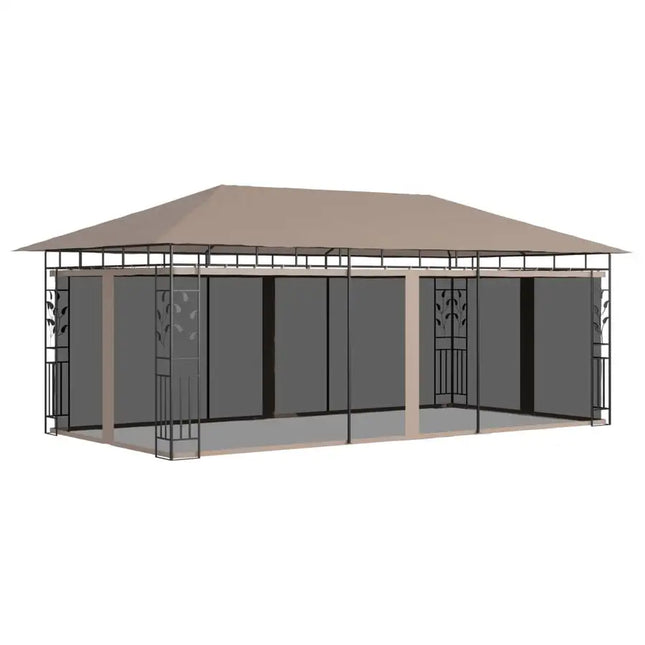 Gazebo with Mosquito Net 19.7'x9.8'x9' Taupe 180 g/m2