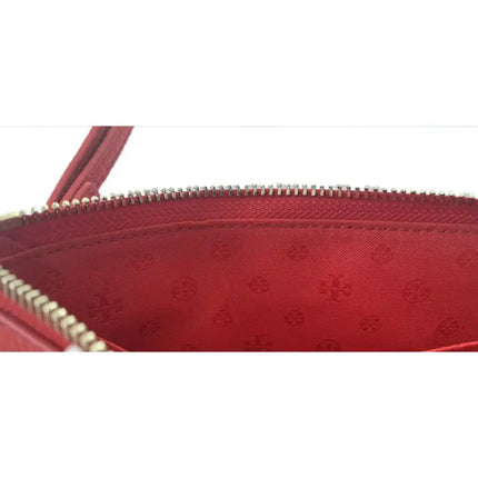 NEW Tory Burch Brilliant Red Thea Large Zip Leather Pouch Clutch Bag