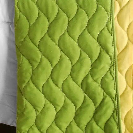 [Zing] Vermicelli-Quilted Patchwork Geometric Quilt Set Full/Queen
