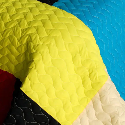 [Love in Sunlight] 3PC Vermicelli-Quilted Patchwork Quilt Set (Full/Queen Size)