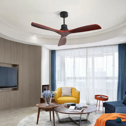 Ceiling Fans; 52" Ceiling Fans with Remote Control; 6 Speeds; Timer; 3 Solid-Wood Blade; Noiseless Reversible Dc Motor For Indoor Outdoor Living room; Matte Black